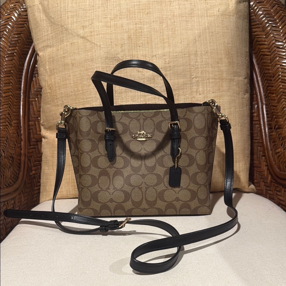 Coach Signature Brown and Black Crossbody Bag